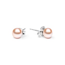 Cercei perle naturale roz piersica 6 mm si argint DiAmanti EFB06-N_P-G (Argint 925‰ 0,45 g.)